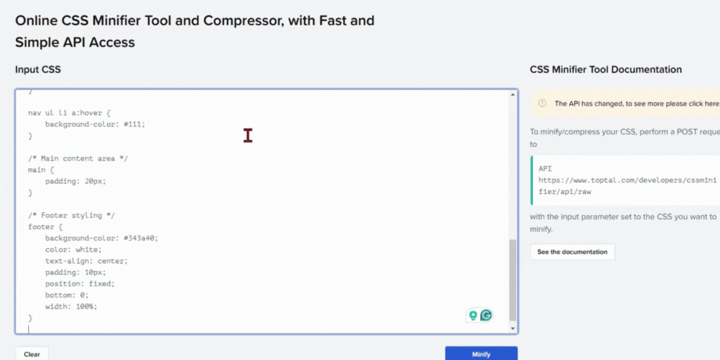 css minification by toptal